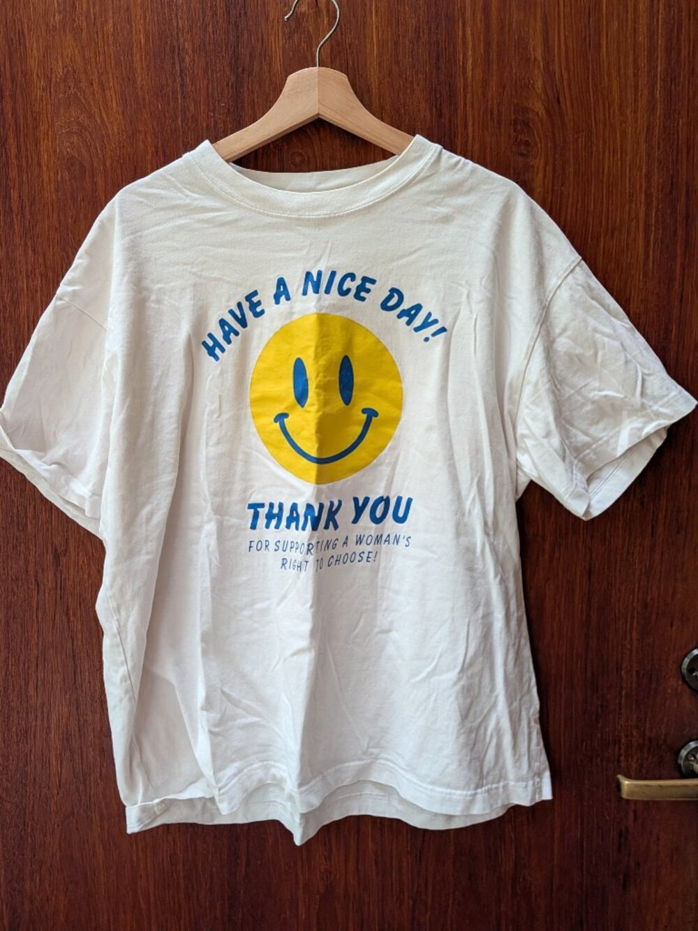 Women’s Right to Choose Smiley Graphic T-Shirt White 2XL